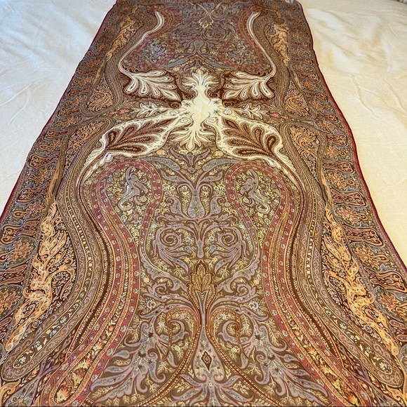 ETRO Paisley Long Scarf Pochette Wrap Multicolor Silk Lightweight 26”x64” Italy - Picture 12 of 12